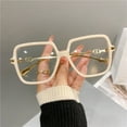 thumbnail image 4 of Fashion Oversized Square Eyewear Retro Womens Light Bloking Metal Frame Glasses Trend Optical Computer Eyeglasses Leopard, 4 of 5