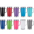 thumbnail image 6 of YOEXTO Travel Coffee Mug with Handle, 20 Oz Insulated Tumbler with Lid and Double Straws, Stainless Steel Double Wall Vacuum Coffee Tumbler, Thermal & Clod Coffee Cup(Green), 6 of 6