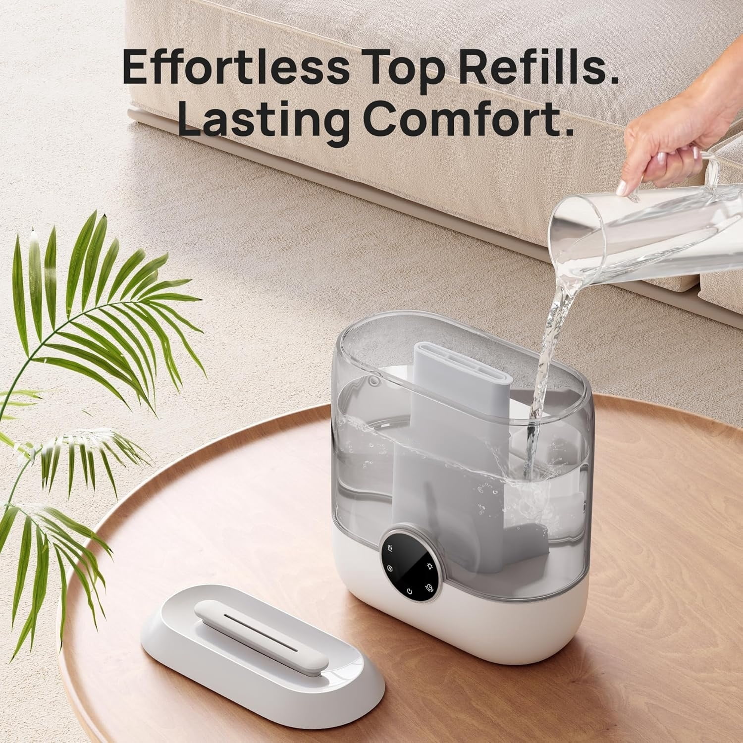 6L Top Fill Humidifiers for Bedroom, 60H Runtime 28 dB Quiet Supersized Cool Mist Air Humidifiers for Large Room, Baby Nursery, Plant, Indoor, Night Light, Easy to Clean, Precise Humidity Control