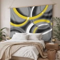thumbnail image 3 of Yellow Geometric Tapestry for Bedroom Wall Hanging Tapestry, Gray Black Retro Abstract Stripes Lines Ceiling Backdrop Tapestries Poster Blanket Wall Decor for Teens Room Living Room Dorm 51" x 59", 3 of 8
