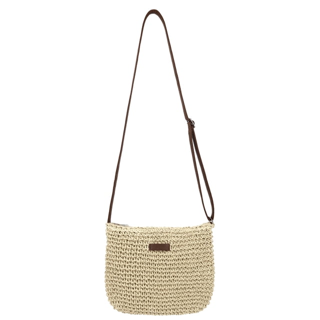 Bandolera de paja Youjaree, tejida, playa, vacaciones, beige, mujer
