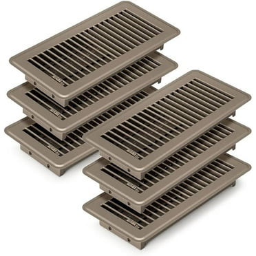 4" x 10" (Duct Opening Size) Floor Register Brown 6 Pack Premium Steel Easy Adjust Floor Vent Cover for Home