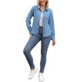 thumbnail image 2 of Camisa de mezclilla para mujer INSPIRE CHIC de manga larga, atuendos de primavera, camisa de botones vaquera, top XL azul, 2 of 6