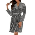thumbnail image 2 of Gifts for Mom Robes for Women Fleece House Coat Oversized Soft Women's Sleepwear Spa Womens Bathrobe Dark Gray, 2 of 6