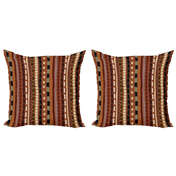 Ambesonne Tribal Throw Pillow Cover 2 Pack, Abstract Details Stripes, 24", Multicolor