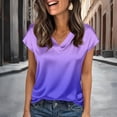 thumbnail image 2 of CONZONE Womens Summer T-Shirts Short Sleeve Satin T Shirts for Women Casual V Neck Gradient Color Lightweight Tees Soft Cozy Dailywear, 2 of 4