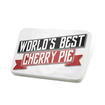 Porcelein Pin Worlds Best Cherry Pie Lapel Badge –