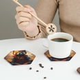 thumbnail image 6 of Pofeuu Prairie Meditating Raccoon Print Leather Coasters Set of 6, Round Cups Mugs Mat Pad for Home Kitchen Heat Resistant Drink Coasters,Hexagon, 6 of 7