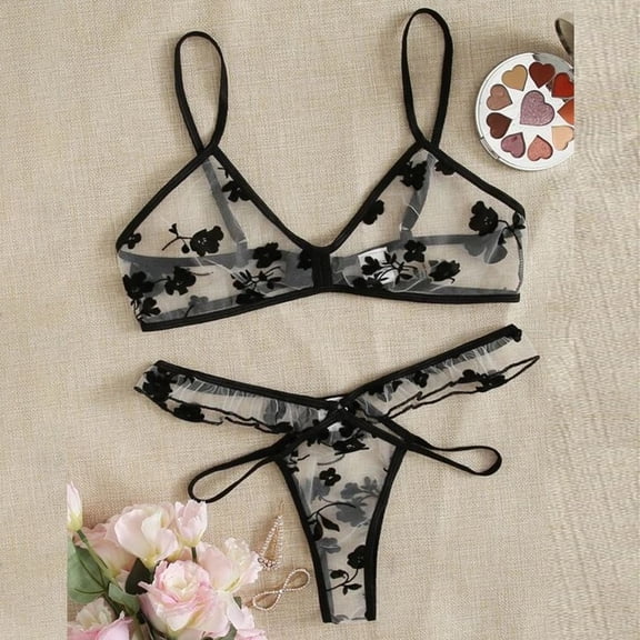 Women Lace Embroidery Bra Sets Sleepwear Underwear Lingerie Set
