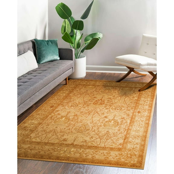 EORC Beige Traditional Oriental Morris Area Rug