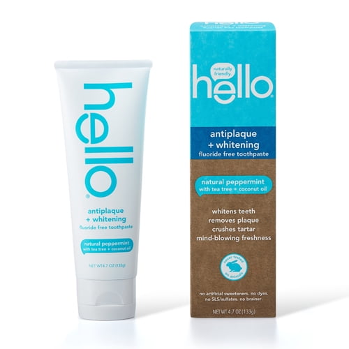 Hello Oral Care Fluoride Free Antiplaque and Whitening Toothpaste, 4.7