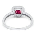 thumbnail image 4 of Halo Princess Cut Simulated Ruby CZ Wedding Ring 925 Sterling Silver Size 10, 4 of 6