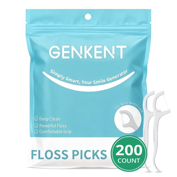 GENKENT Dental Floss Picks for Adult & Kids, 200 Count Flossing Picks Toothpick Flosse for Teeth Clean & Gum Health