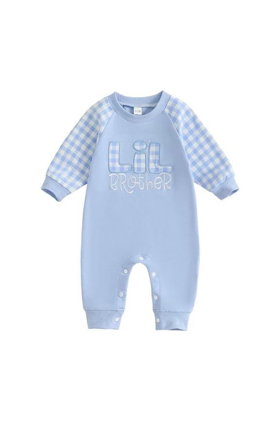 Big Bro Lil Bro Matching Fall Outfits Letter Embroidery Baby Boy Romper Toddler Boys Clothes Pants Set Lil Brother Fall Winter Outfits Round Neck Winter Jumpsuit Cute