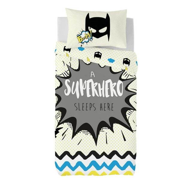 Ensemble de housse de couette Superhero de Gouchee Home – Literie pour enfants certifiée OEKO-TEX 2 pièces avec motif réversible inspiré des bandes dessinées