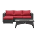 thumbnail image 2 of Modway Convene 3-Piece Outdoor Wicker Rattan Set with Fire Pit - Espresso/Red, 2 of 9