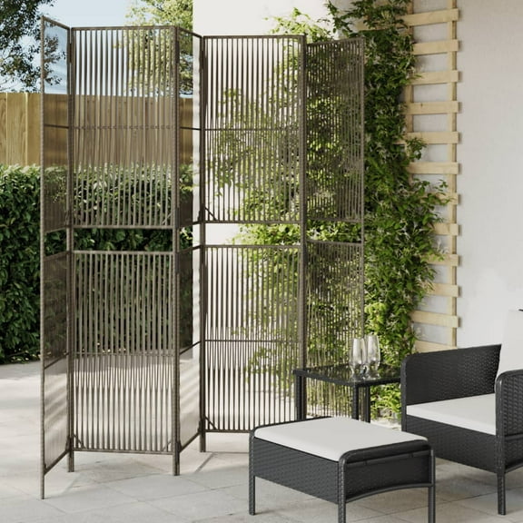vidaXL Room Divider 6 Panels Gray Poly Rattan