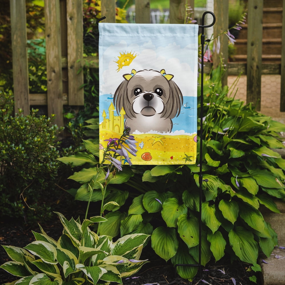 Carolines Treasures BB2118GF Gray Silver Shih Tzu Summer Beach Flag Garden