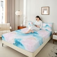 thumbnail image 4 of Homewish Modern Fluid Art Bed Sheets,Abstract Splatter Ink King Sheets,Blue Pink Sheet Set For Men Women,Ultra Soft Home Decor,4 Pieces, 4 of 7