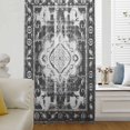 thumbnail image 6 of Black Grey Sheer Curtains 54 Inches Long, Boho Vintage Print Distressed Brick Patterns Light Filering Curtains, Breathable Simi Curtain Privacy Drapes for Kitchen Bathroom Small Window Treatment, 6 of 9