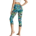 thumbnail image 2 of SCRAWLGOD Capri Yoga Pants with Pockets High Waisted Legging for Women, Active Breathable Yoga Pants with Tummy Control for Workout Running Gym, Butterfly Tie-Dye Blue Green, XS, 2 of 7