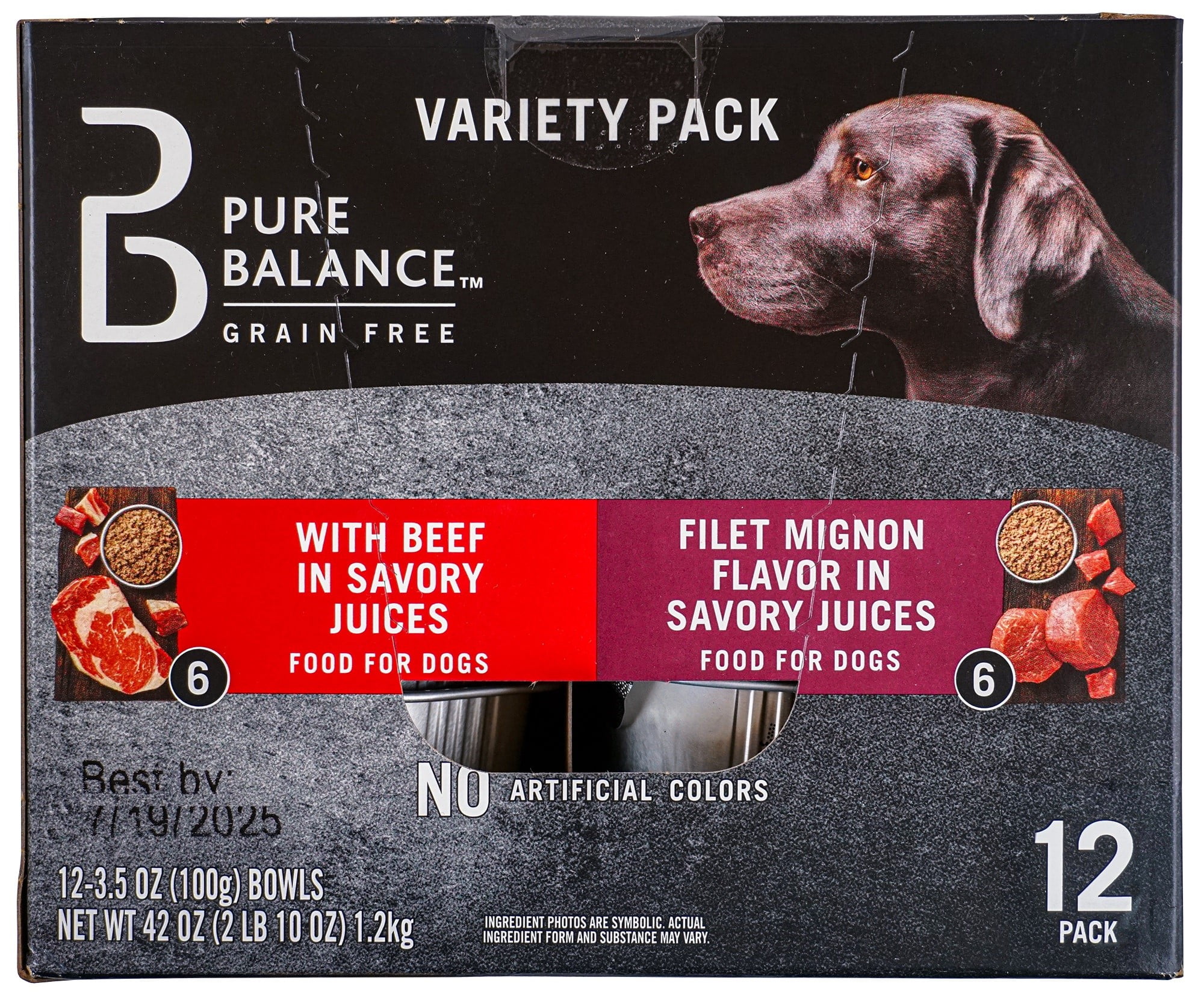(5 pack) Pure Balance Grain Free With Beef and Filet Mignon Flavor in Savory Juices Wet Dog Food Variety Pack, 3.5 oz, 12 Count