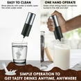 thumbnail image 6 of Milk Frother Handheld, Electric Coffe Frother, Drink Mixer with Stainless Steel Frother Stand, Mini Foam Maker, Electric Whisk for Milk Coffe Matcha Latte, Battery Operated, Black Silver, 6 of 7