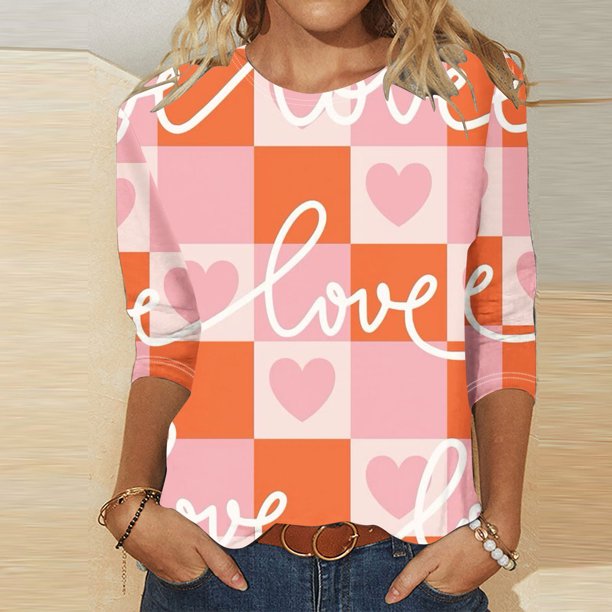 Fiudx Ofertas y Liquidaciones Blusa Holgada con Estampado de Pascua y Cuello Redondo Retro de Manga Tres Cuartos a La Moda para Mujer
