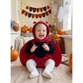 thumbnail image 4 of RUINIXCW Baby Cosplay Costume, Long Sleeve Hooded Stripes/Dots Romper with Wings, 4 of 8