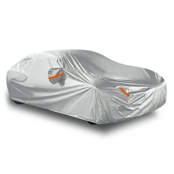 Unique Bargains Full Car Cover Custom for Tesla Model 3 17-21 Dustproof Sun Heat Protection Silver Tone 15.4ft