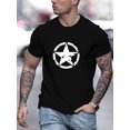 thumbnail image 1 of Men's Casual Round-Neck T-Shirt with Star Pattern - Breathable Polyester, Short Sleeve, Perfect for All Seasons Tee For Adult, Men, Women, Teen, Teenager, Adolescent,Youth, 1 of 6