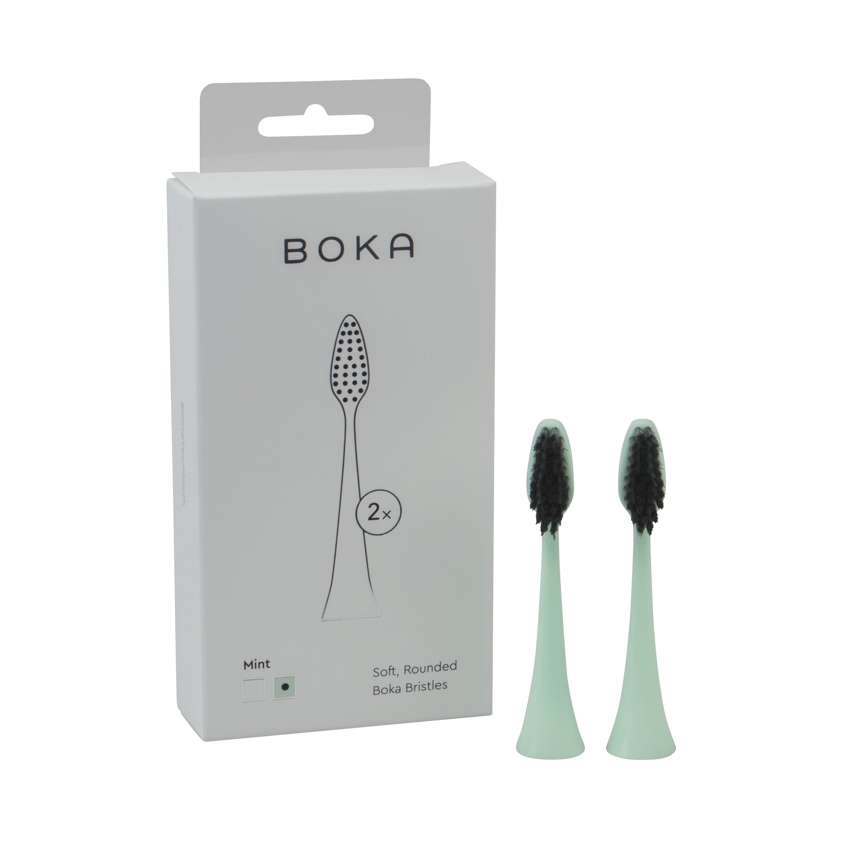 Boka Electric Toothbrush Activated Charcoal Brush Replacement Heads, Mint, 2 Counts