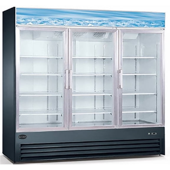 Heavy Duty Commercial 72 cu ft Glass (3 Door) Merchandiser Refrigerator with Swing Door