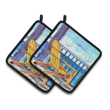 Carolines Treasures 8085-1PTHD Yellow Adirondack Chair Pair of Pot Holders , 7.5HX7.5W, multicolor
