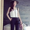 thumbnail image 2 of Women Summer Elegant Blouse Office Lady Solid Sleeveless Turn-Down Collar Shirt Top, 2 of 5