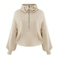 thumbnail image 4 of Amazhiyu Womens Half Zip Sweatshirts Cropped Hoodies Pullover Drawstring Long Sleeve Fall Casual Tops with Pocket, 4 of 8