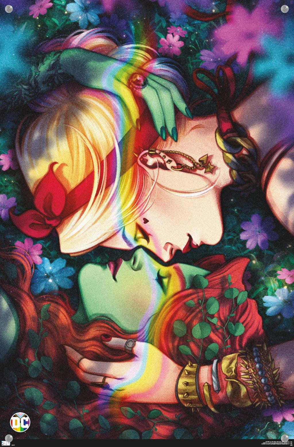 DC Comics - Harley Quinn and Poison Ivy Pride Wall Poster with Push Pins, 14.725" x 22.375"