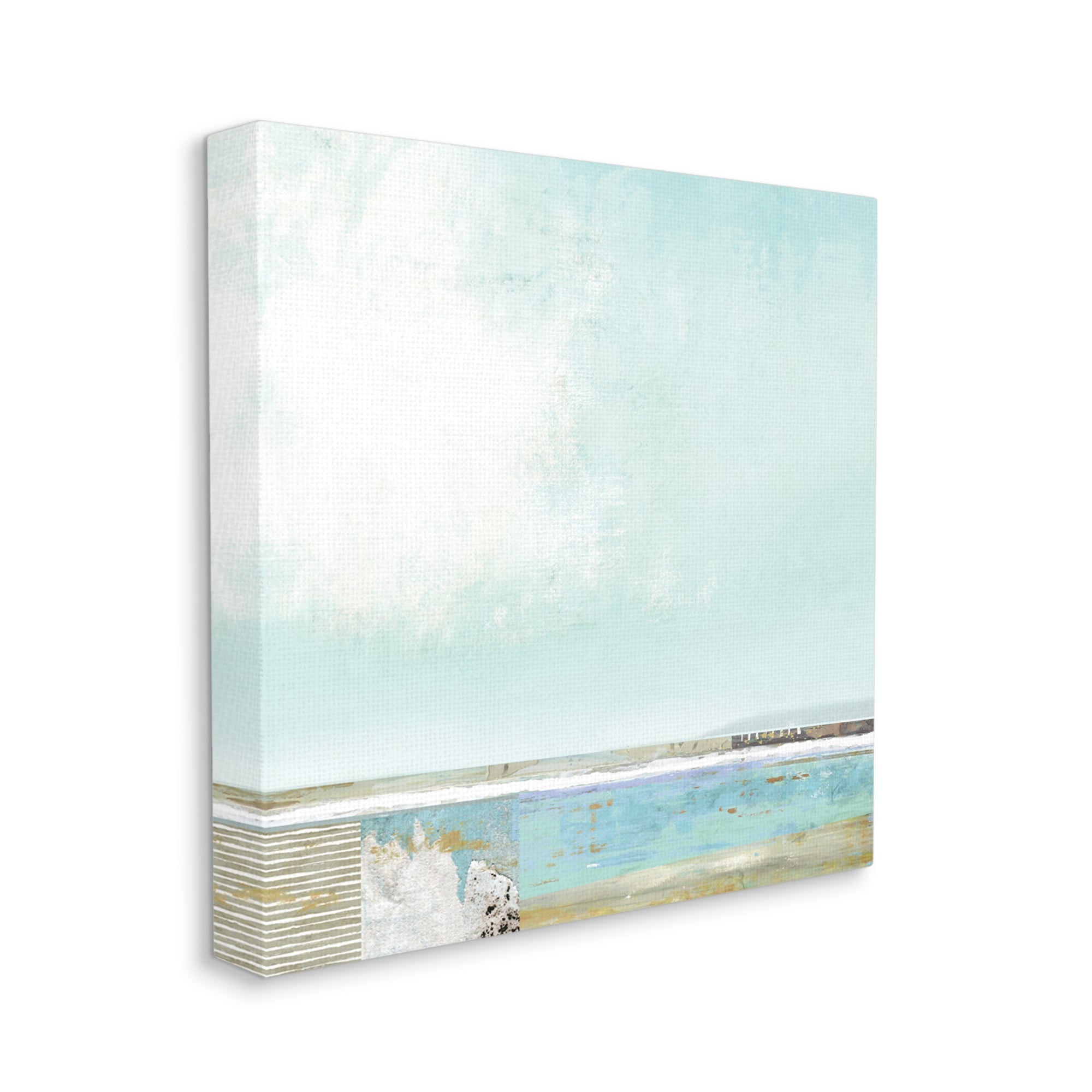 Ocean Boardwalk Abstraction Sunny Daytime Beach Abstract Gallery-Wrapped Canvas Print Wall Art, 17x17