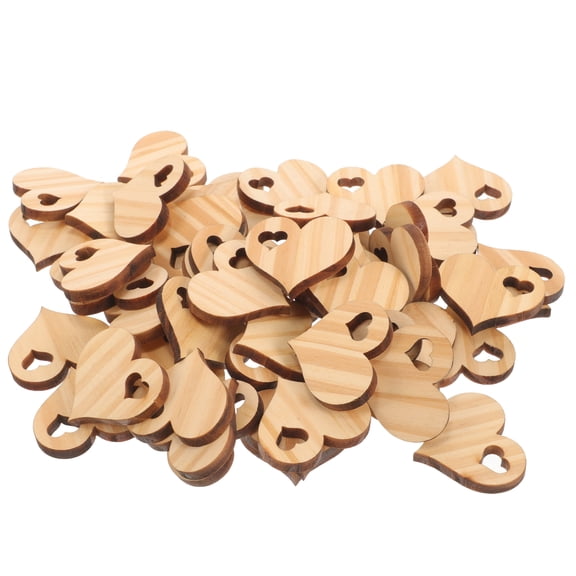 SOPOTUTU DIY Wood Pieces Wooden Heart Shapes 50Set