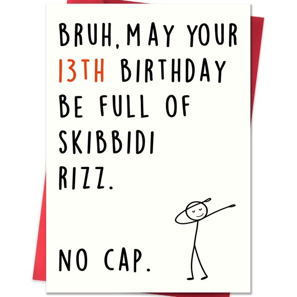 Tarjeta de cumpleaños divertida de Smithtuy para 13 cumpleaños, para niños y niñas
