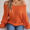 thumbnail image 6 of Diufon Off The Shoulder Sweater for Women Solid Color Long Sleeve Pullover Knit Tops Fall Outfits Clothes, 6 of 8
