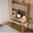 thumbnail image 2 of BALANBO Modern Wooden Kids Desk with Hutch and Bookshelf, Nature, Wood of Ash, 2 of 6