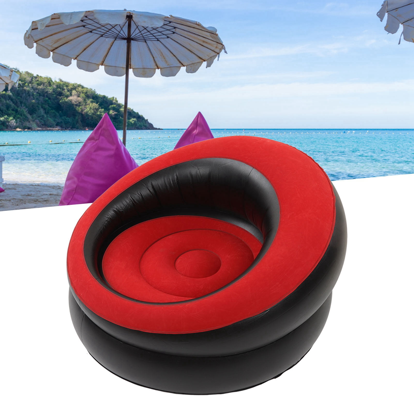 Inflatable Bean Bag Chair for Adults – Portable Blow Up Lounger for Indoor, Outdoor, Camping, Dorm – Quick Inflation, Washable, Puncture-Resistant