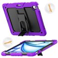 thumbnail image 2 of Rugged Case For iPad Pro 12.9 2021 – 3-Layer Protection Shockproof Stand Cover with Screen Protector, Adjustable Stand, Shoulder Strap, & Pencil Holder -- Purple, 2 of 10
