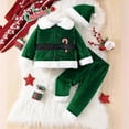 thumbnail image 3 of Baby Girls Christmas Elf Christmas Outfits Sets Top Pants Hat Set 1st Christmas Baby Outfit for Babies 12-18 Months, 3 of 9