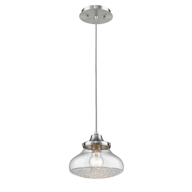 Golden Lighting 3417-S PW-CC Asha Small Pendant, Pewter & Crushed Crystal Glass