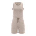 thumbnail image 4 of Outfmvch Bodys pour Femmes Shorts pour Femmes Été Bouton Lacets Sans Manches Léger Déchiré Shorts Droits Combinaison Col Rond Chandails en Molleton Beige TP, 4 of 8