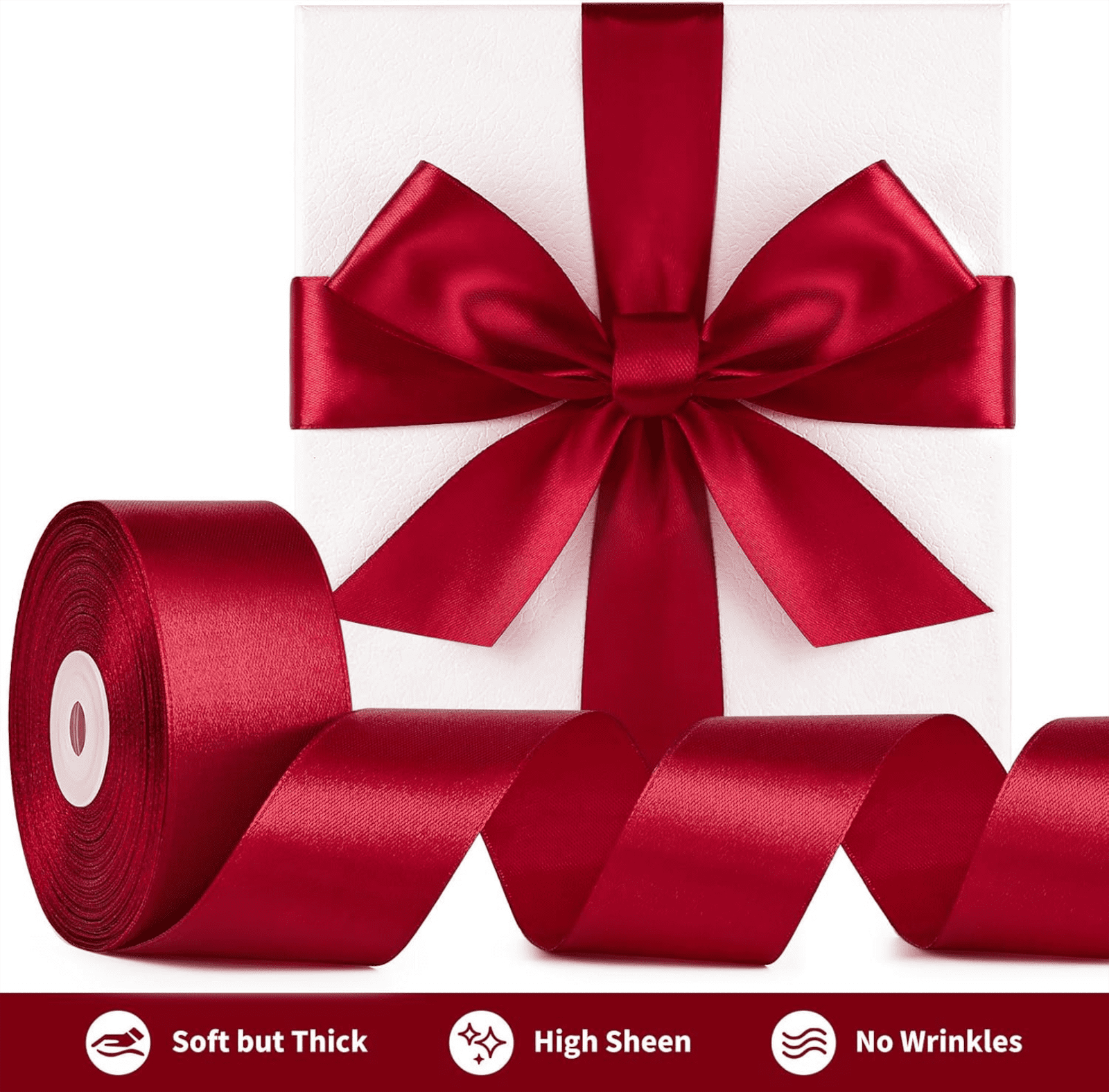 4pcs 2 inch Wide Satin Ribbon Perfect for Wedding,Handmade Bows and Gift Wrapping,66FT Solid Color Satin Ribbons, Single Faced Fabric Craft Ribbons Gift Wrapping Decorative Ribbons,4 Colors,20m*7cm