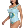thumbnail image 2 of Gaeub Dreaming Travel Women's One Shoulder Ruffle Tummy Control Swimwear for Swimming Surfing Beach Party - Large, 2 of 8