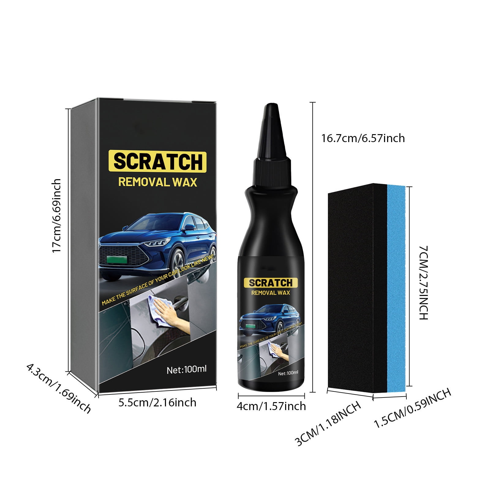 Pâte Réparatrice Rayures Voiture 100g - Efface Rayures Légères, Oxydation, Tourbillons, Pour Peinture Auto - 14
